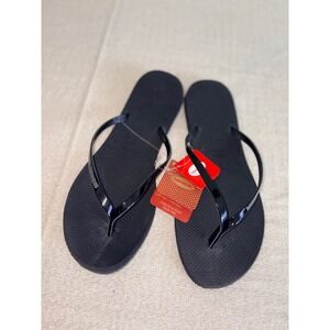 Havaianas Slim Flip Flops 11 / 12 Black New Brazilian Rubber Thong Sandals